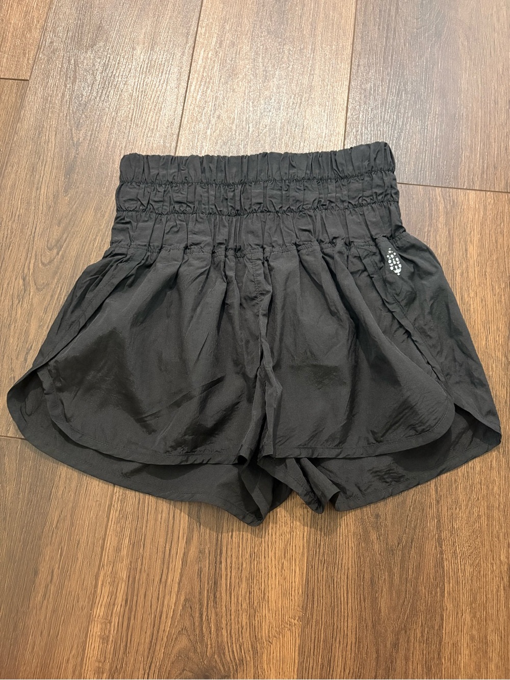 FP Movement by Free People Black High-Waist Smocked Athletic Shorts
